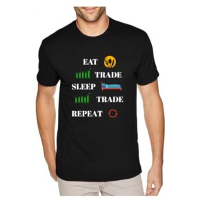 “Eat Sleep Trade Repeat” Premium Cotton T-Shirt – Black (Unisex)